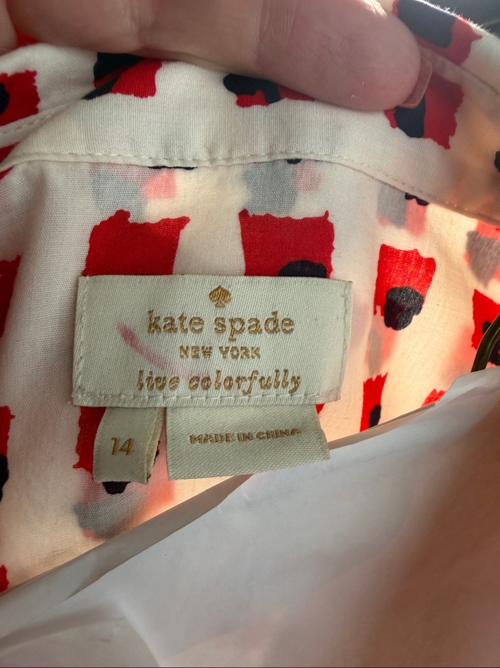 kate spade Cream Blouse with Red and Black Spot Print - Picture 2 of 6